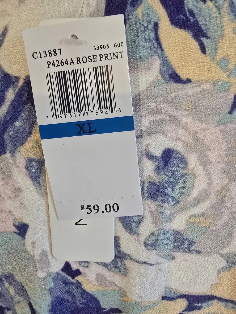 Watercolor Floral V-Neck Blouse in Blue and Cream - Picture 4 of 4
